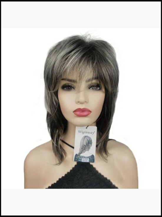 Shaggy Layered Wig with Bangs, Shoulder Length Natural Straight Shags, Soft main image 5